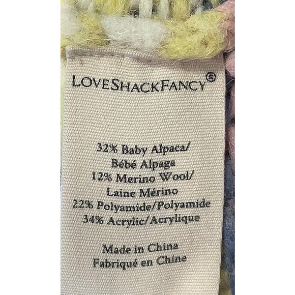 LoveShackFancy Shirelle Puff-Sleeve Heart Sweater Wool Alpaca Pink Icing Medium - Picture 15 of 15